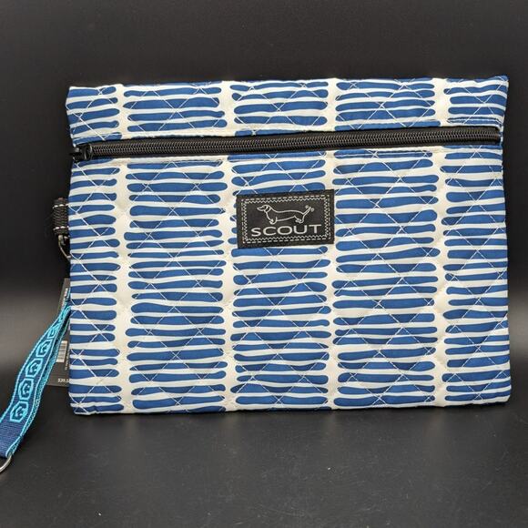 Scout Pouch Only Quilted blue white Polyester Water Resistant zipper pouch Snaps - Picture 1 of 8